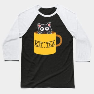 Kit-Tea Funny Kitten Black Cat Baseball T-Shirt